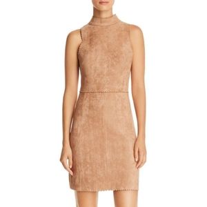 AQUA Scalloped Faux Suede Sheath Dress